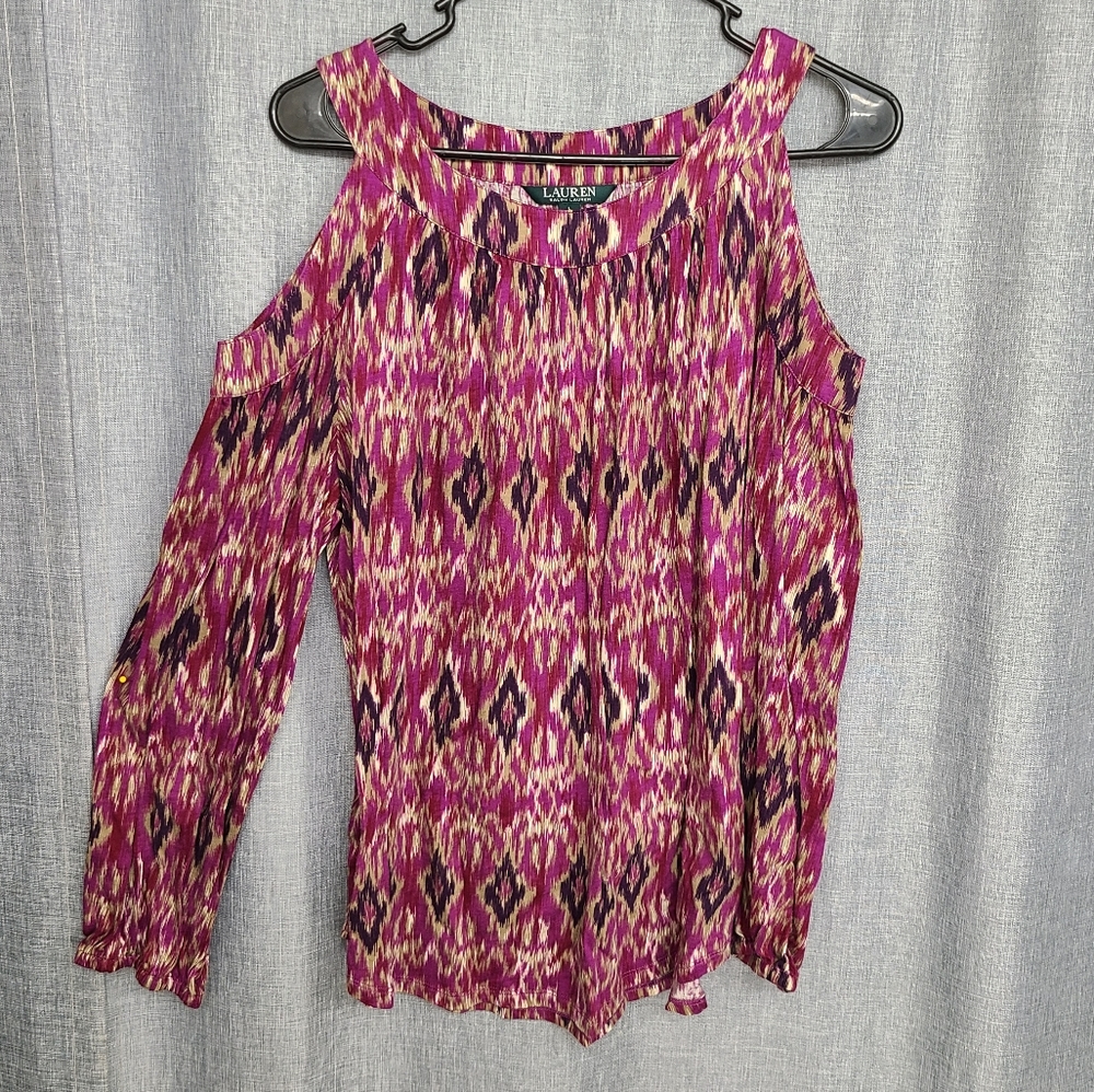 Ralph Lauren multicolored Top/blouse long-sleeve open shoulder